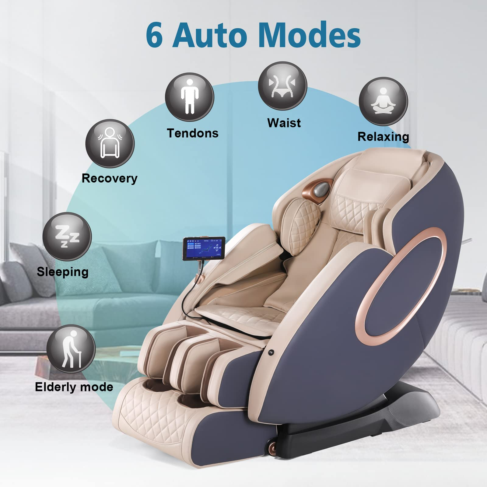 【Furniture】Massage Chair, APP Controlled 4D Massage Chairs, SL-Track Full Body Shiatsu Massage Chair Recliner