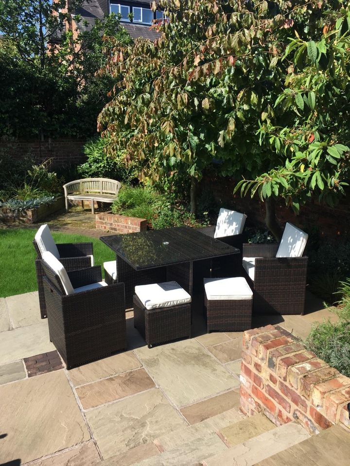 · Harts Premium Rattan Dining Set, Cube 8 Seats Garden Patio Conservatory.
