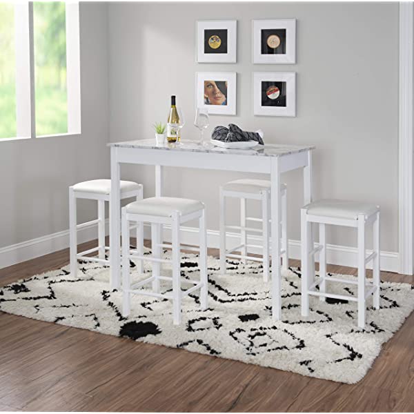 Linon Black 3 Piece Faux Marble Tavern Set