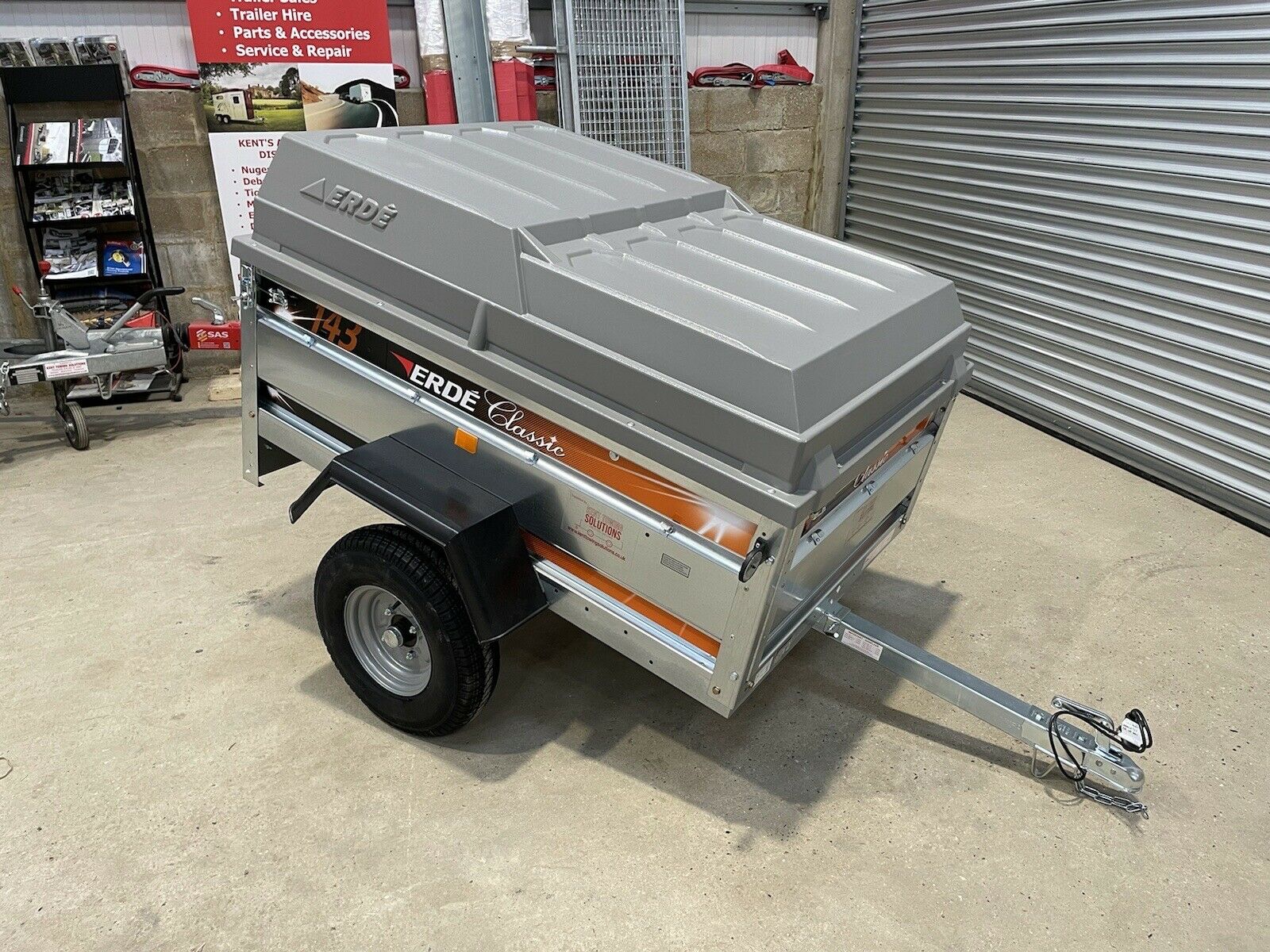 Newly assembled Erde 143 box car camper trailer with lockable ABS hard top