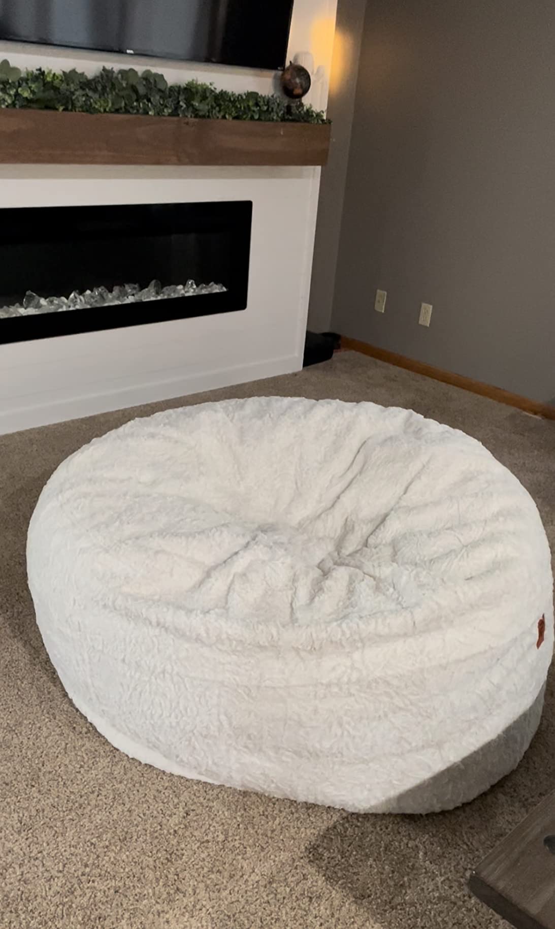 【Furniture】Faux Fur Bean Bag Chair, Convertible Chair Folds from Bean Bag to Bed, As Seen on Shark Tank