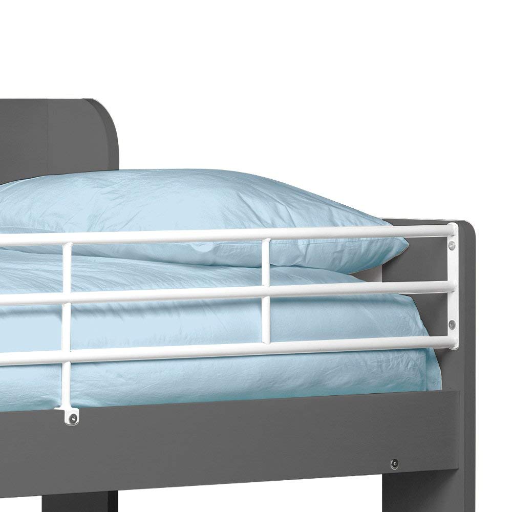 【Furniture】Domino Grey Wooden & Metal Kids Bunk Bed with Storage Shelves with 2x Pocket Sprung Mattress