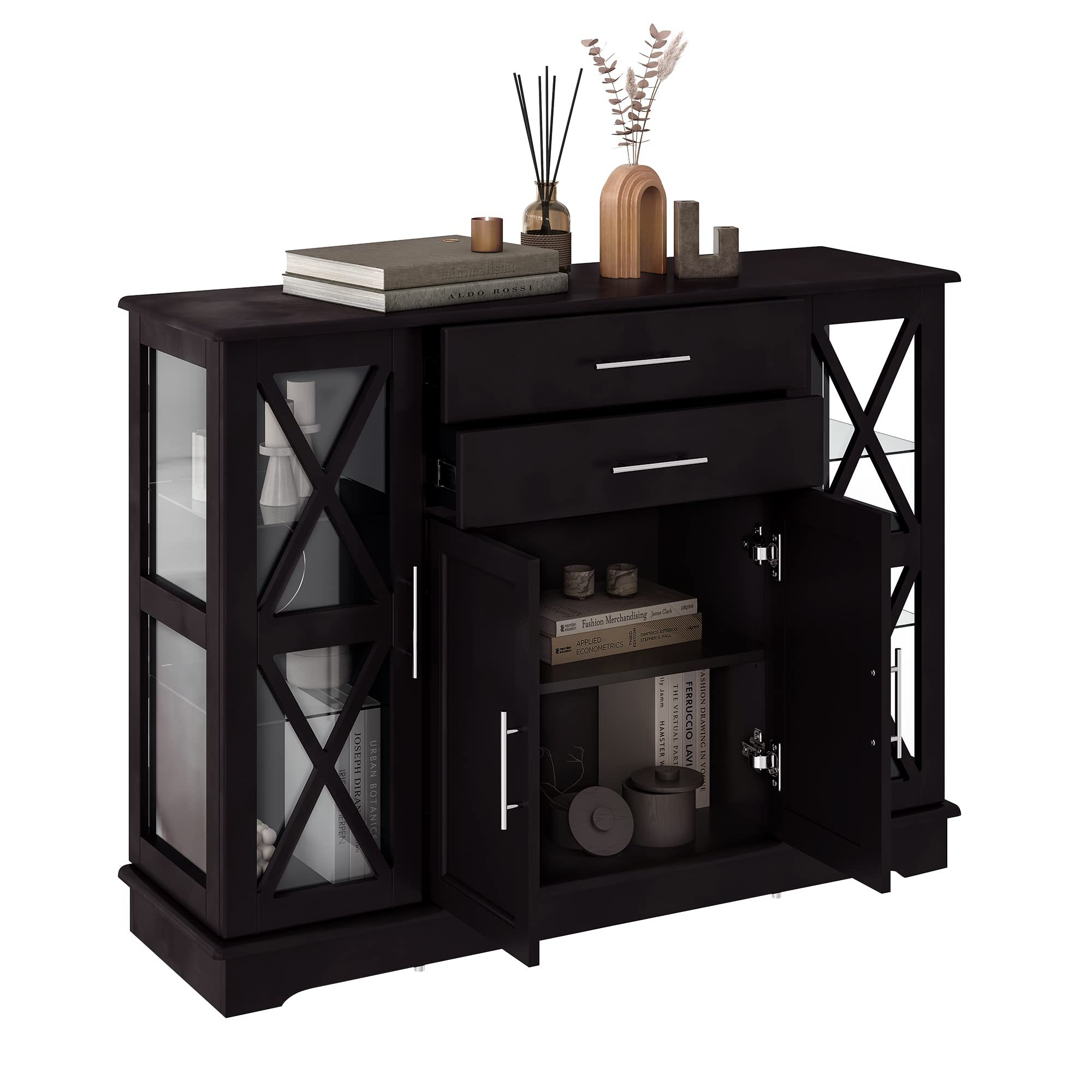【Furniture】Wood 47 Inch Sideboard Buffet Storage Cabinet Console Sofa Table, Kitchen Dining Room Home Decor