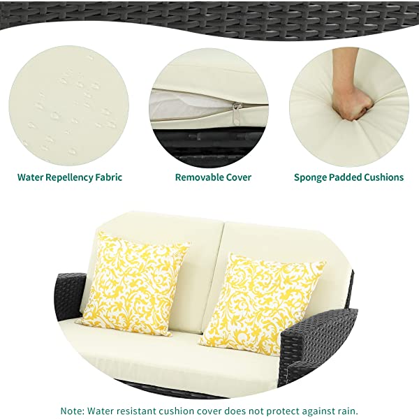 YITAHOME 4 Pieces Outdoor Furniture Sofa Set, PE Rattan Wicker Sectional Furniture Conversation Set with Cushions and Table for Porch Lawn Garden, Black