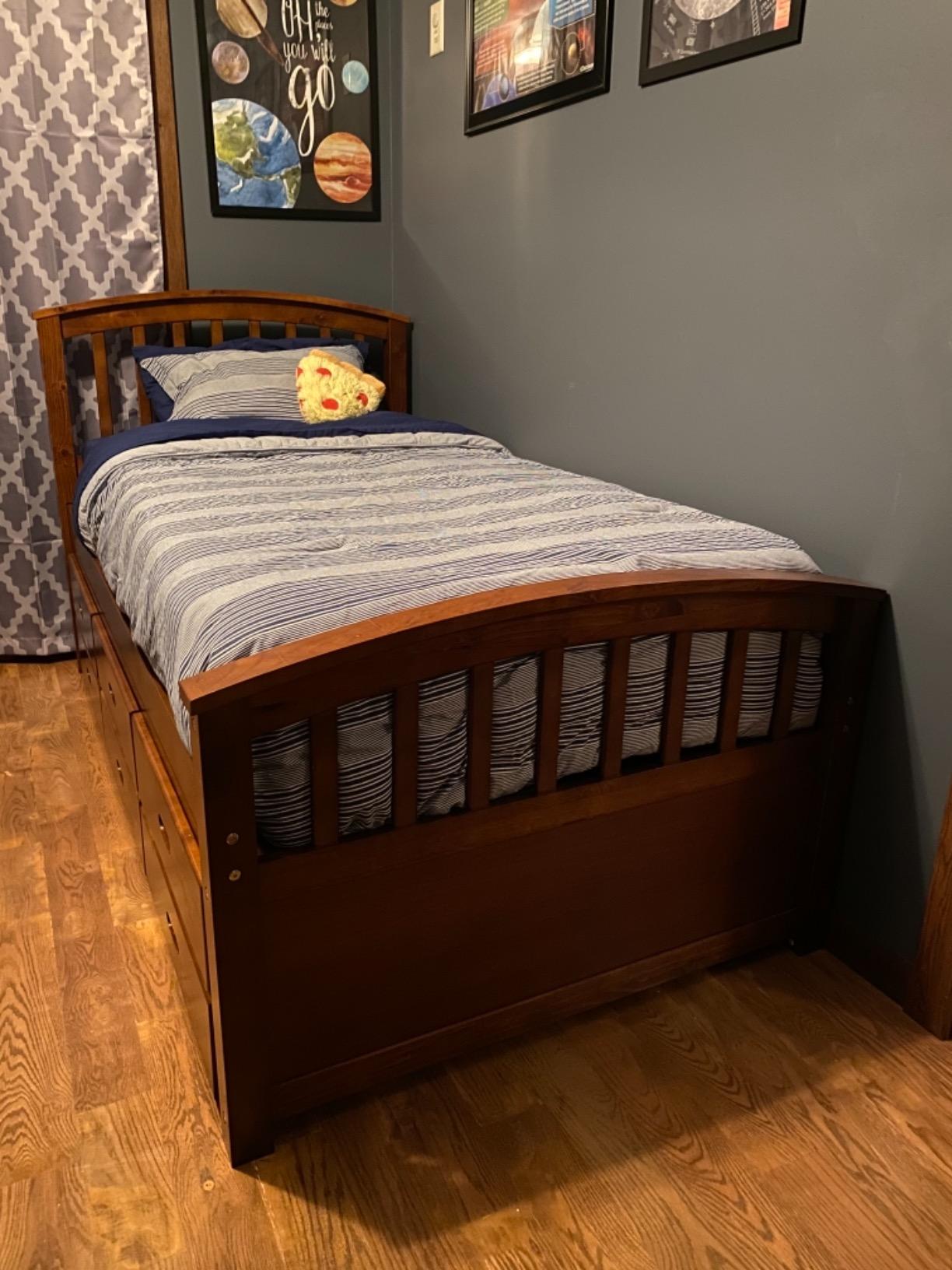 【Furniture】Harper & Bright Designs Twin Captain's Bed with Trundle and Three Storage Drawers