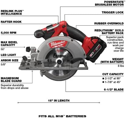 Milwaukee M18 FUEL 18-Volt Lithium-Ion Brushless Cordless Combo Kit with Two 5.0 Ah Batteries, 1 Charger, 2 Tool Bags (7-Tool)