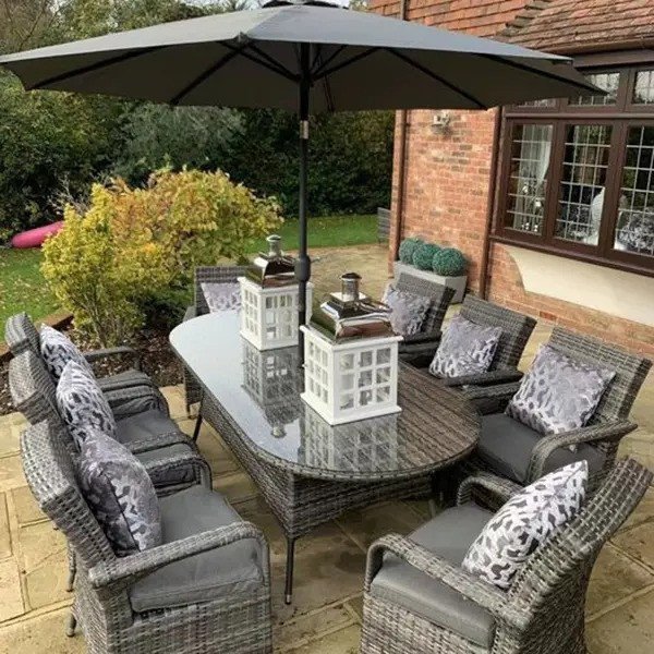 8 Savannah Armchairs Oval Table Set - Low Price for a Limited Time
