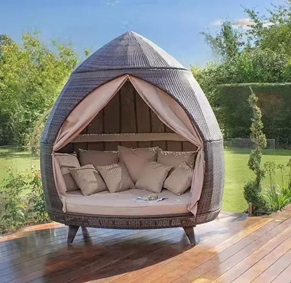 【Home&Garden】Vacation beach bed rattan bed terrace sun bed outdoor leisure birdcage sofa outdoor