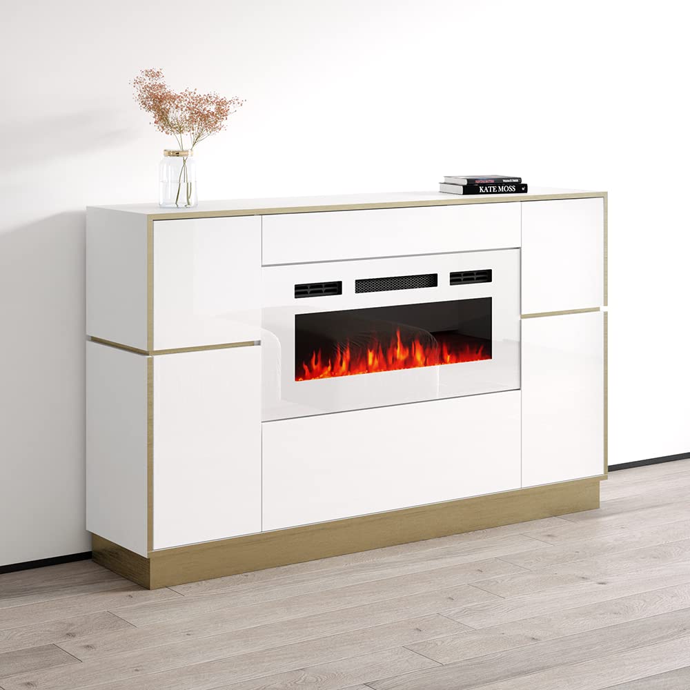 【Furniture】Meble Furniture Odessa WH-EF Fireplace Sideboard