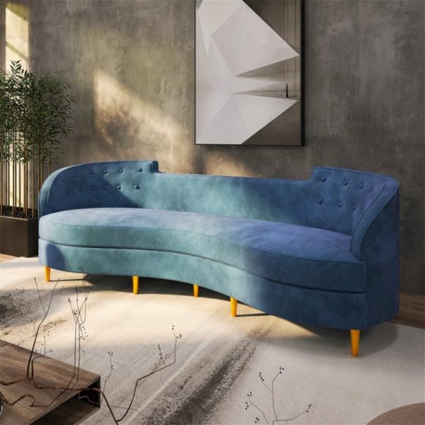 Color 99.25” Velvet Curved Sofa