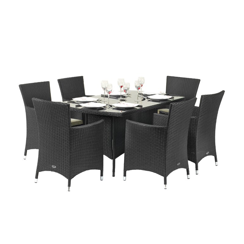 【Furniture】Rectangular 6 - Person 150Cm Long Dining Set with Cushions