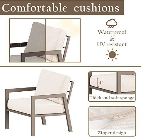 Bella Villa 4 Piece Furniture Set with Cushions (Beige)