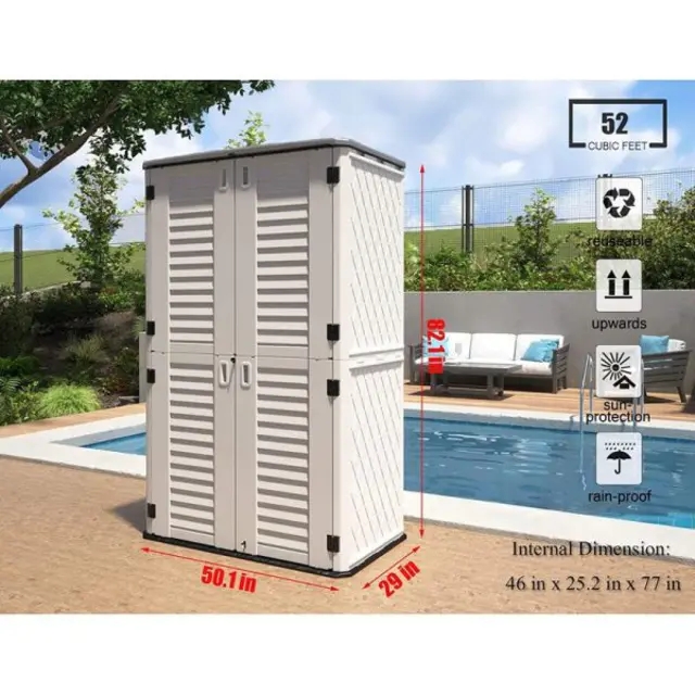 5 ft. W x 2 ft. D Resin Vertical Tool Shed
