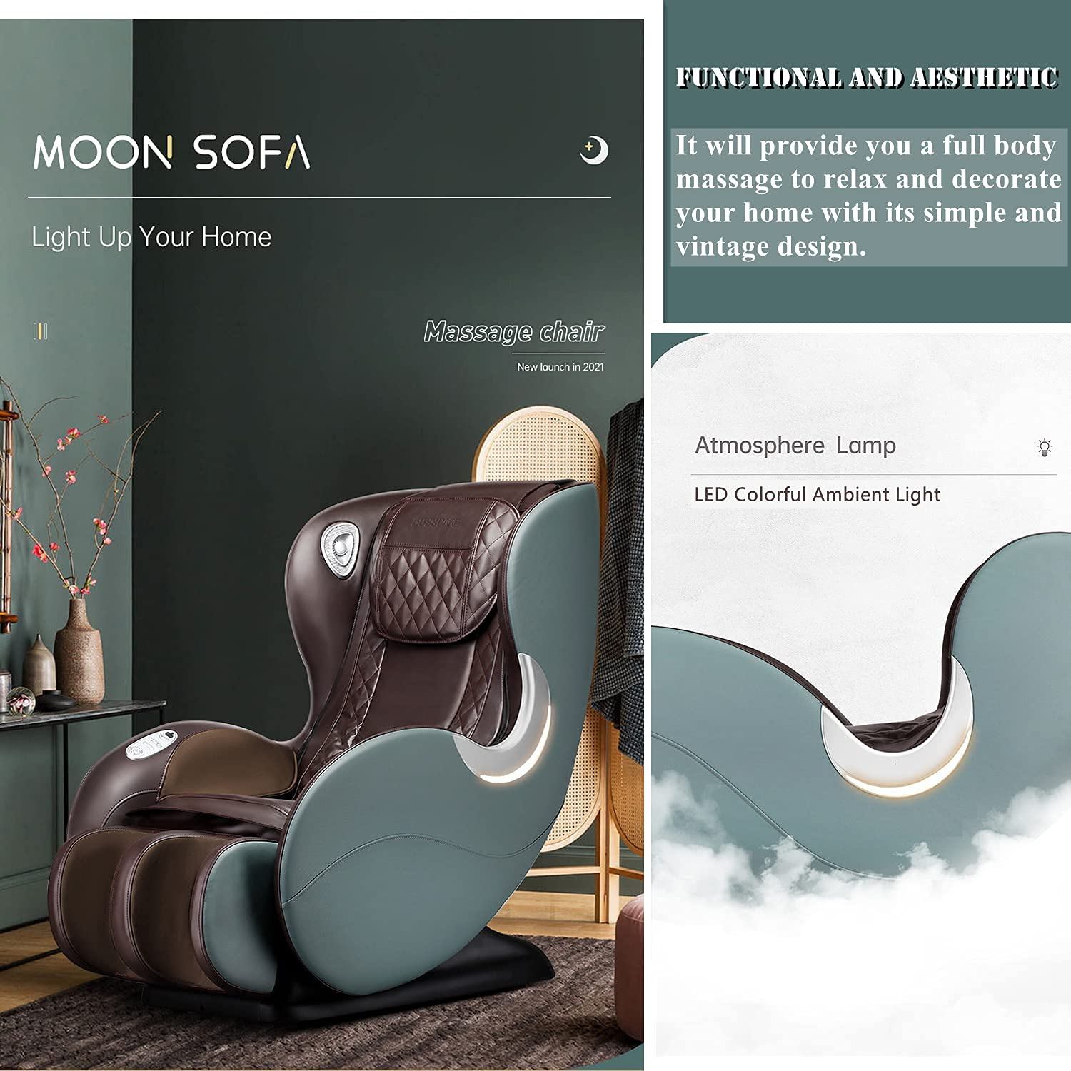 【Furniture】Small Massage Chairs SL Track Full Body Massage Recliner, Shiatsu Recliner, Zero Gravity