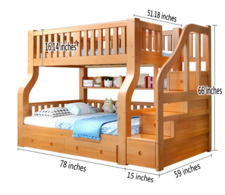 【Furniture】Dylan Kids Bunk Beds, with Guard Rail and Ladder,Wood, Twin Over Twin, Espresso