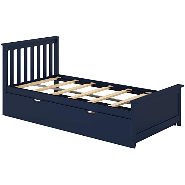 Max & Lily Twin Bed with Trundle, White White Bed with Trundle