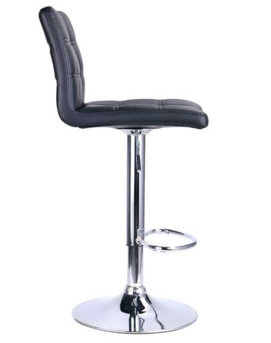 Modern Square PU Leather Adjustable Bar Stools with Back,Set of 2,Counter Height Swivel Stool by Leopard (Black)
