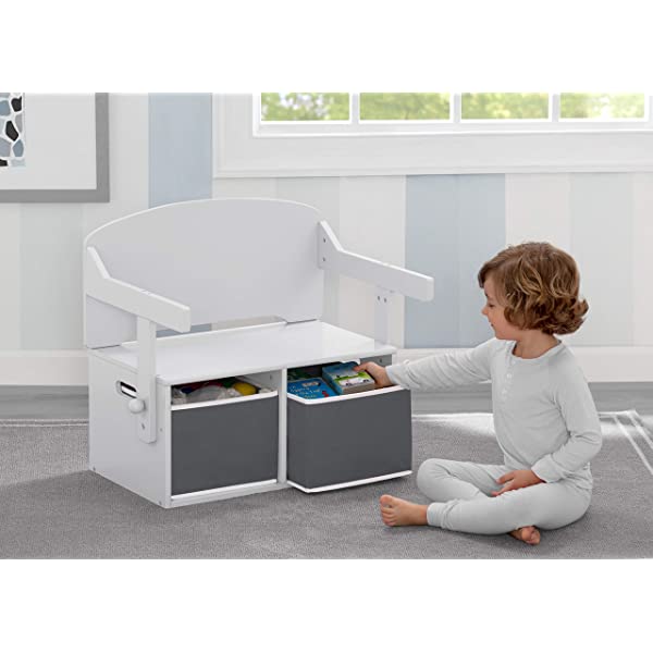 Delta Children MySize Kids Convertible Activity Bench, Bianca White Bianca White MySize