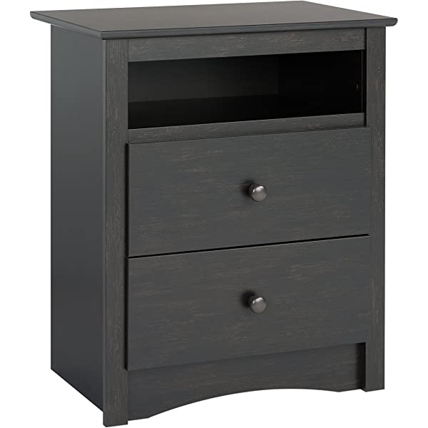 Prepac Fremont 2 Drawer Nightstand with Open Shelf, Espresso, Tall Espresso Fremont Nightstand