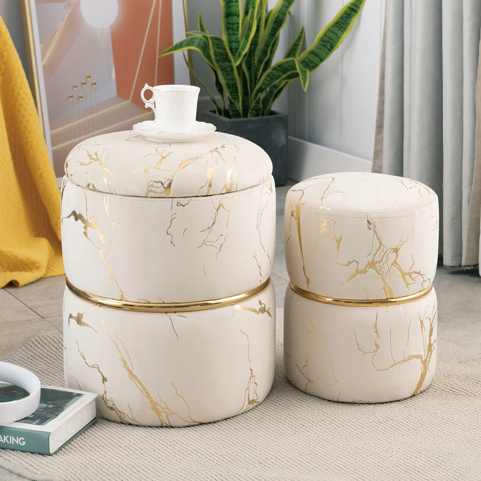 【Furniture】Lilly-Eve Upholstered Storage Ottoman