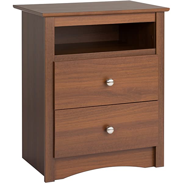 Prepac Fremont 2 Drawer Nightstand with Open Shelf, Espresso, Tall Espresso Fremont Nightstand
