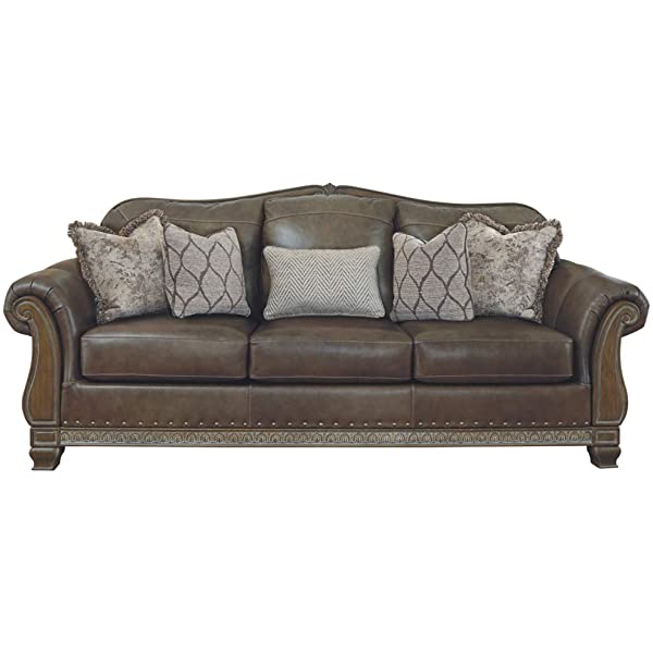 Signature Design by Ashley - Malacara Faux Leather Sofa, Brown
