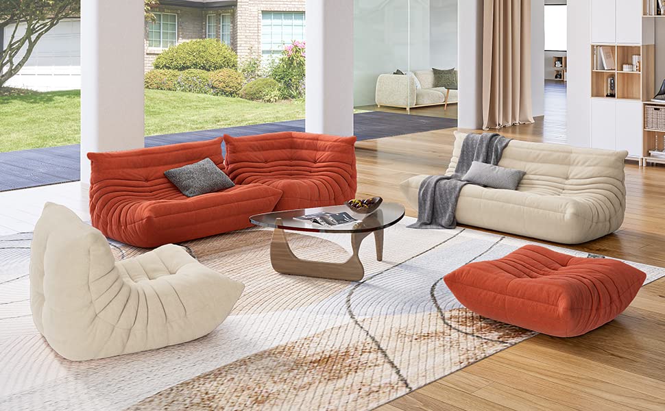 【Furniture】Chair with Ottoman, Soft Suede Oversized Chair with Ottoman Lazy Floor Sofa
