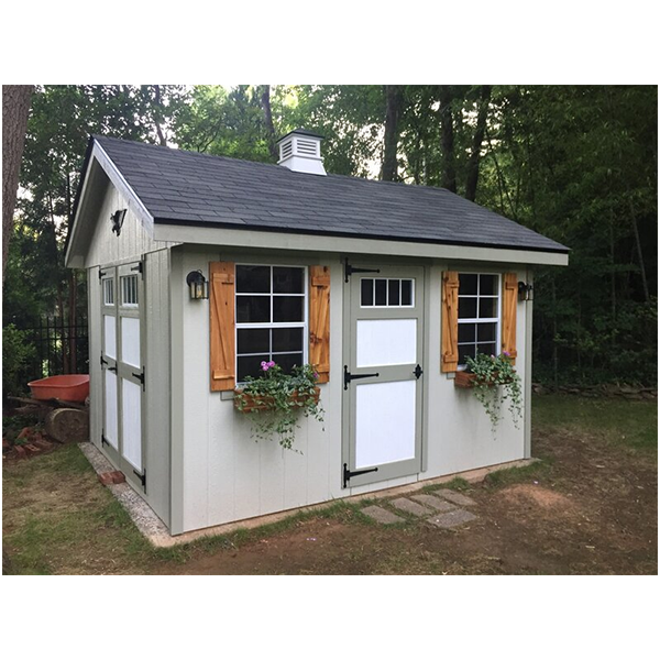 10'x12' Resin Outdoor Storage Shed with Shutters, Windows & Skylights for Garden Patio