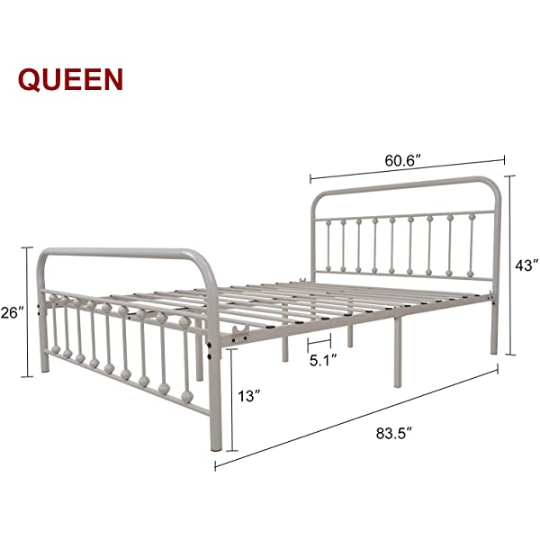 Black Metal Bed Frame Full Size with Headboard and Footboard Single Platform Mattress Base,Metal Tube and Iron-Art Bed（Full,Black） Full Black