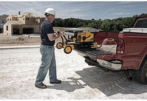DEWALT 10 Inch Table Saw, 32-1/2 Inch Rip Capacity, 15 Amp Motor, With Rolling/Collapsible Stand (DWE7491RS)