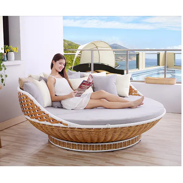 【Furniture】Outdoor rattan hammock round swing rattan chair bird's nest cradle