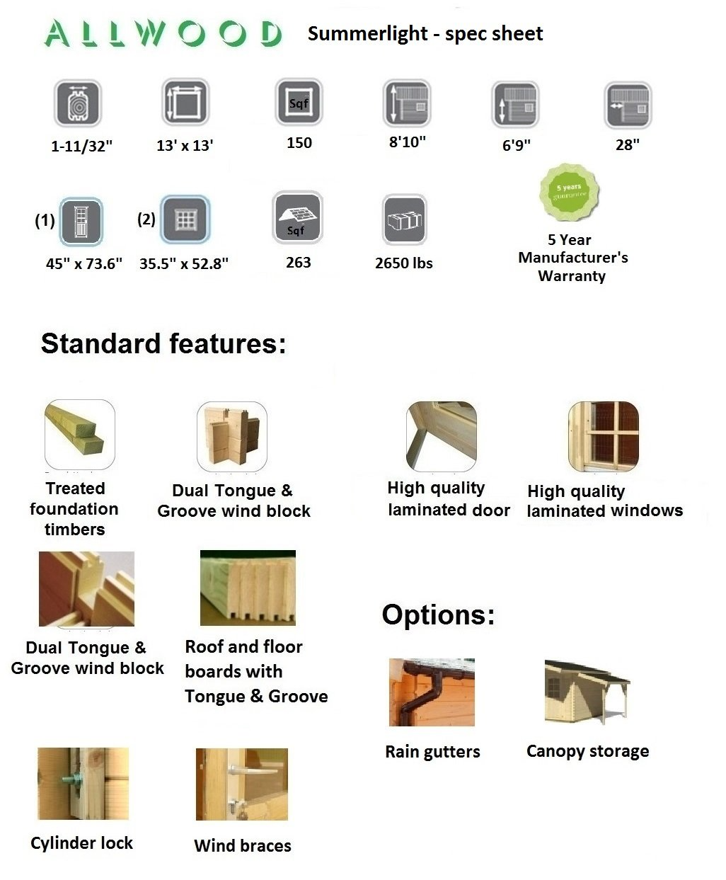 【Home&Garden】Summerlight | 150 SQF Cabin Kit