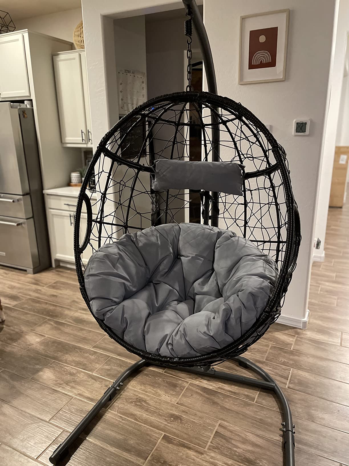 【Furniture】Hanging Egg Chair, 36.5-Width Oversized Swing Chair with C-Hammock Stand Set, Hammock Chair