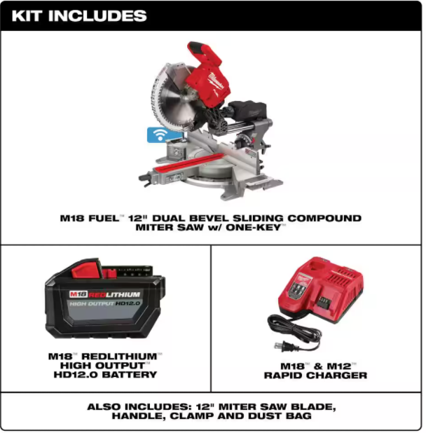 M18 FUEL Lithium-Ion Brushless Cordless 12 in. Dual Bevel Sliding Compound Miter Saw Kit