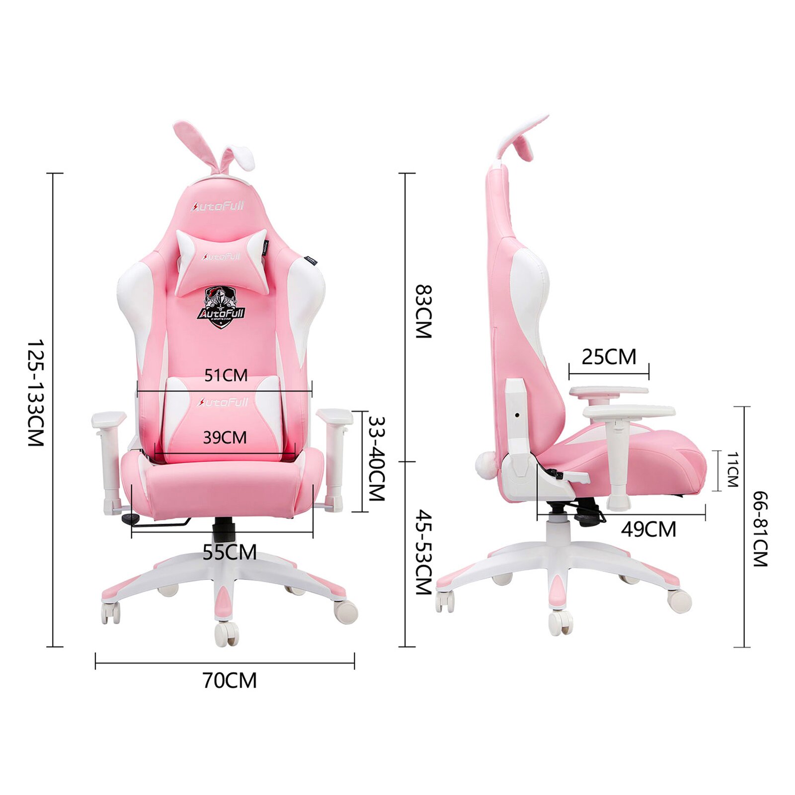 【Furniture】Racing Game Chair Autofull Adjustable Reclining Ergonomic Swivel PC in Pink