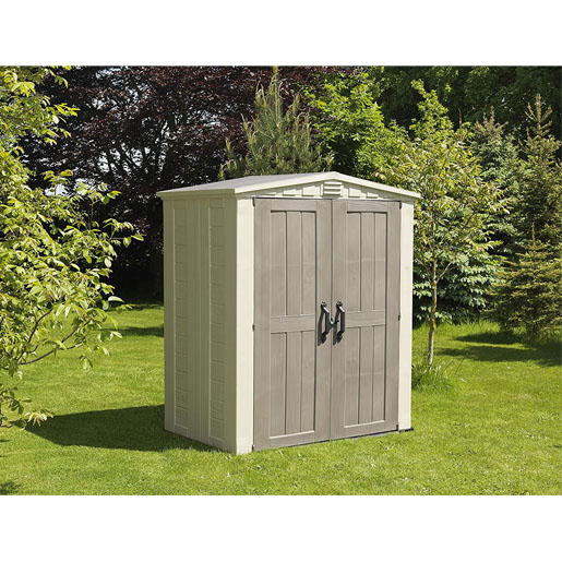 Keter Factor Outdoor Garden Storage Shed, Beige, 6 x 3 ft