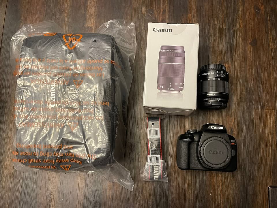 EOS Rebel T7 DSLR Camera2 Lens Kit with EF18-55mm + EF 75-300mm Lens, Black
