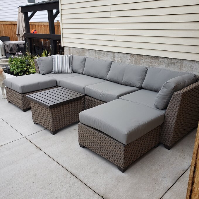 Merlyn High-Density Polyethylene (HDPE) Wicker 5 - Person Seating Group with Cushions