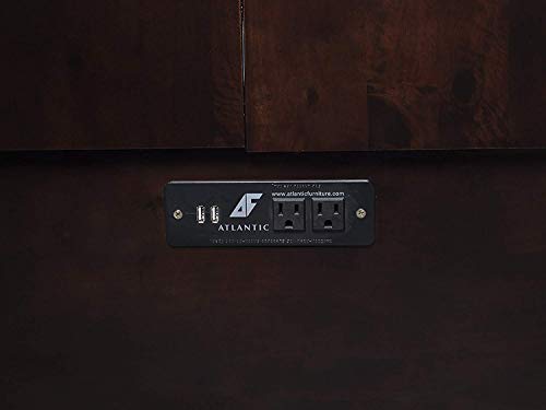 【Furniture】Atlantic Furniture Nantucket Murphy Bed Chest with Charging Station & Mattress, Queen, Espresso