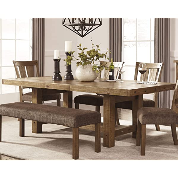 Signature Design by Ashley Dining Table, Sommerford, Summerford & Design - Sommerford Dining Side Chair - Set of 2 - Casual - Brown Upholstery - Black Wood Frame Sommerford Table + Dining Side Chair, Black Wood Frame