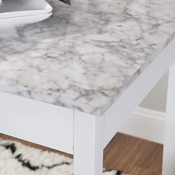 Linon Black 3 Piece Faux Marble Tavern Set