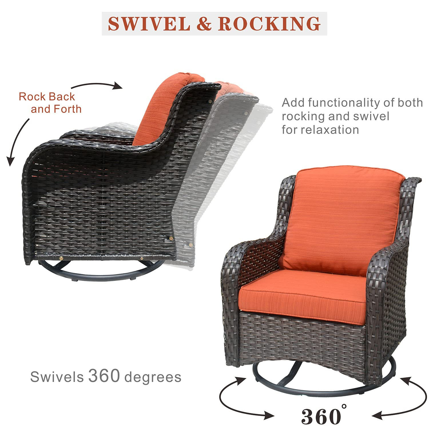 【Furniture】Patio Furniture Sets 7 Pieces Outdoor Furniture All Weather Wicker Conversation Set