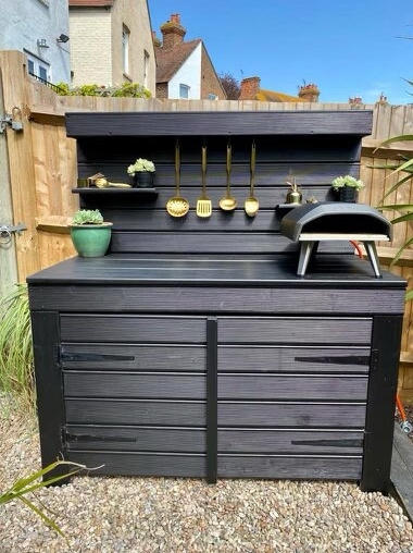 Outdoor Pizza oven kitchen pizza server BBQ table with full Cupboard
