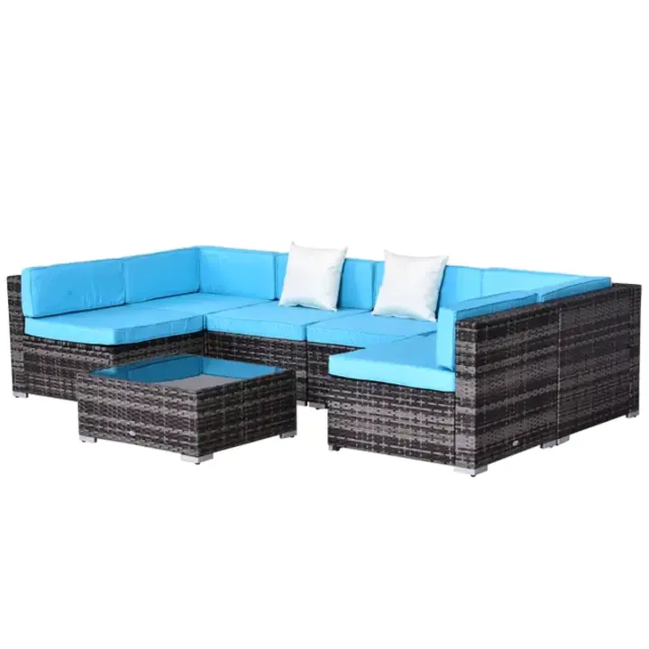 【Furniture】7 Piece Rattan Sofa Set Outdoor Furniture Patio Set