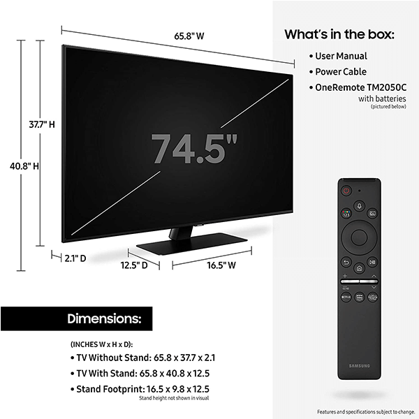 75-inch Class QLED Q80T Series - 4K UHD Direct Full Array 12X Quantum HDR 12X Smart TV with Alexa Built-in (QN75Q80TAFXZA, 2020 Model)
