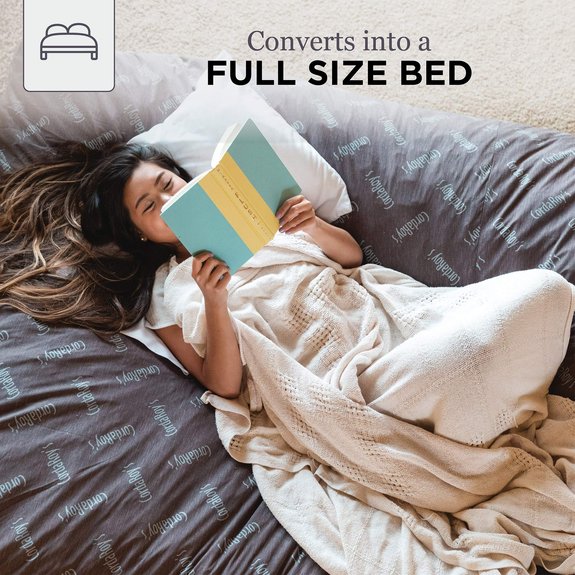 【Furniture】Faux Fur Bean Bag Chair, Convertible Chair Folds from Bean Bag to Bed, As Seen on Shark Tank