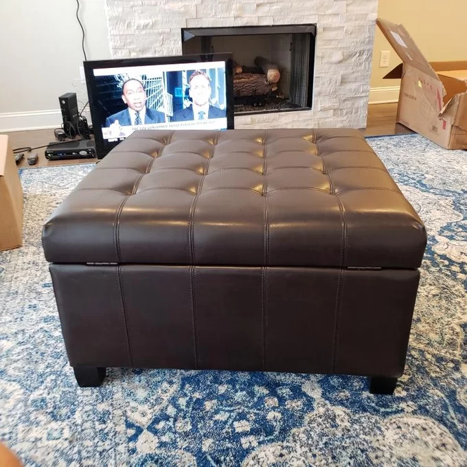 【Furniture】Francisville Vegan Leather Ottoman