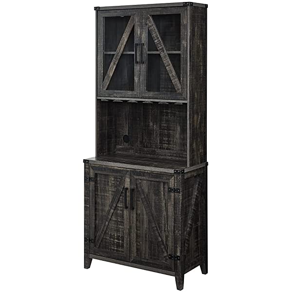 Mahogany Bar Cabinet with Upper Glass Cabinet