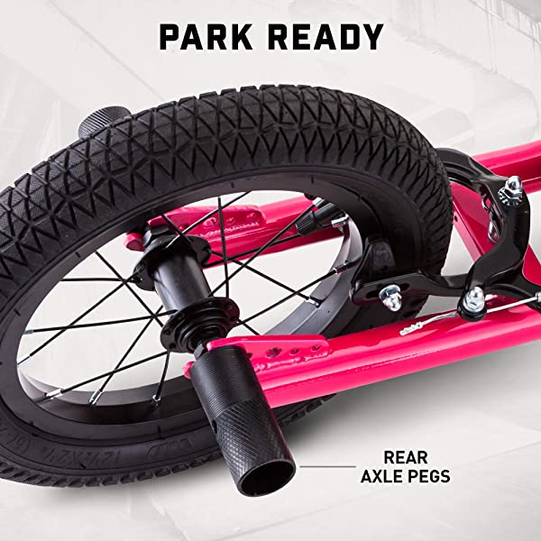 Mongoose Expo Youth Scooter, Front and Rear Caliper Brakes, Rear Axle Pegs, 12-Inch Inflatable Wheels, Non Electric Green/Grey