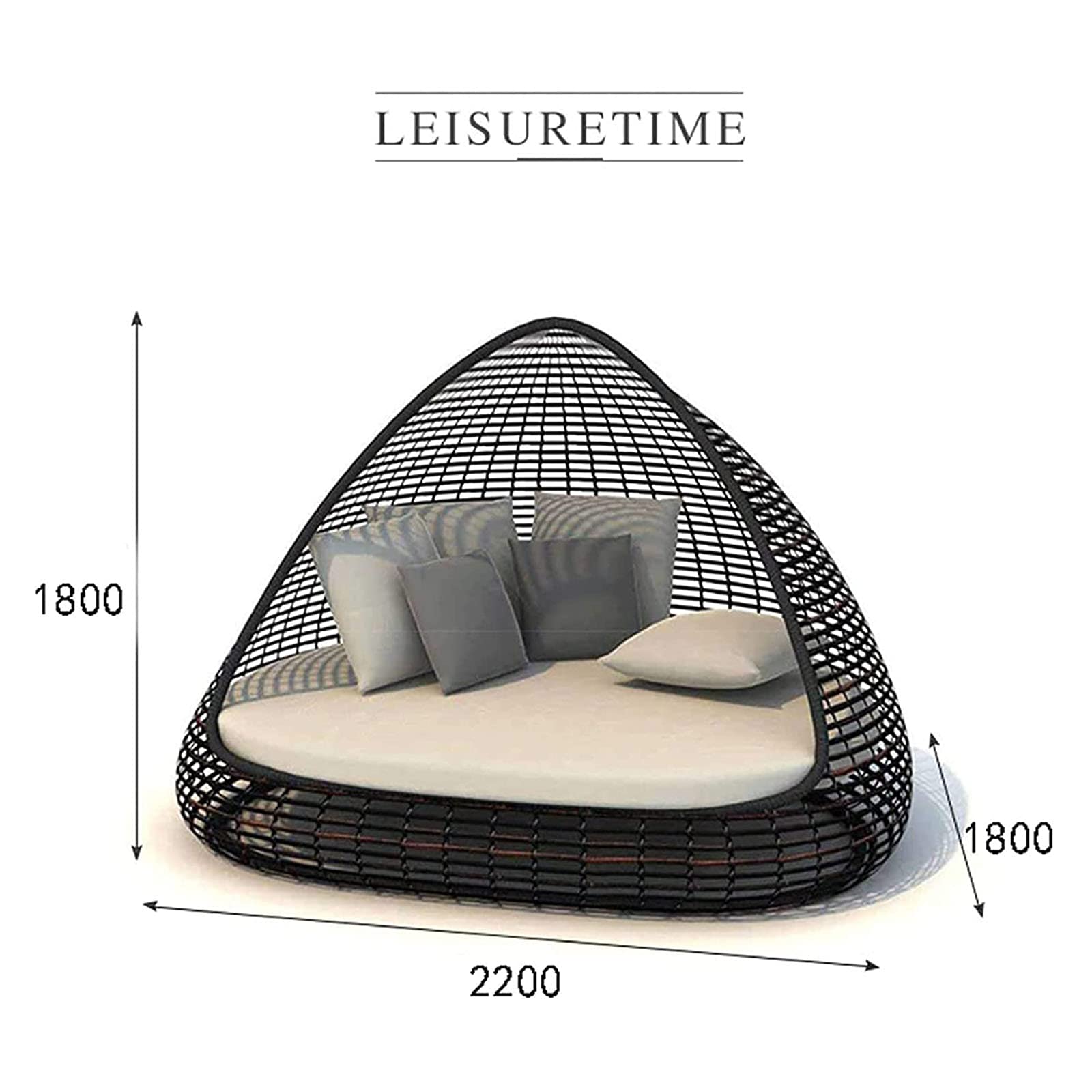 【Furniture】Rattan Wicker Sofa Bed, Creative Bird's Nest Patio Daybed Furniture, Outdoor Rattan Sun Loungers